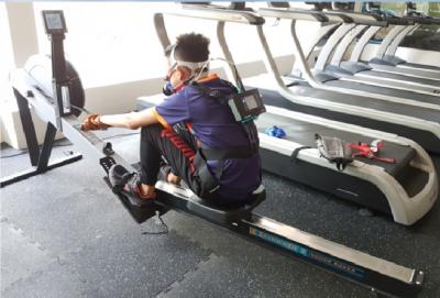 Figure 1(a): Pictures showing patients with a different physical impairment (a) one hand with a poor hand grip was performing rowing movement safely.